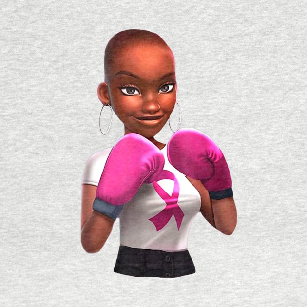 Black Girl Pink Warrior Breast Cancer Awareness Boxing Gift by Fowlerbg